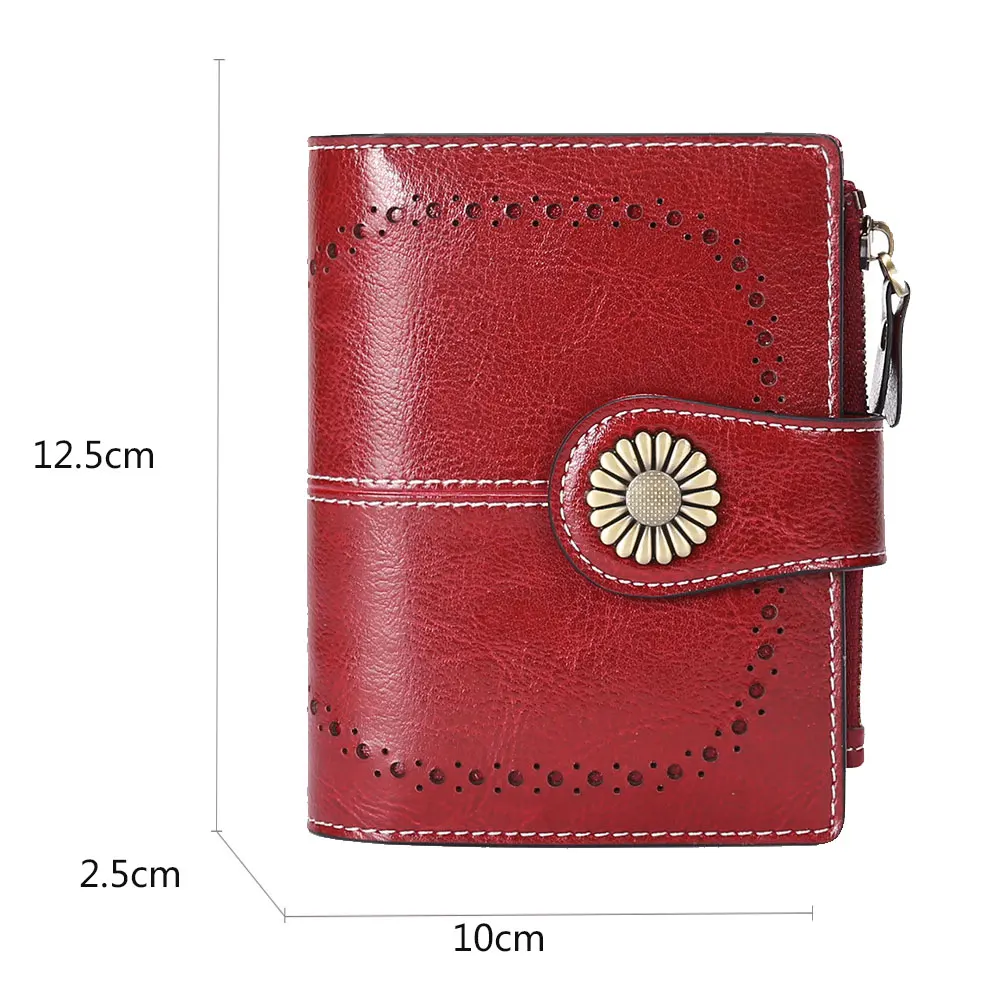 2022 New Short Women Wallets Genuine Leather Zipper Coin Pocket Female Wallet High Quality Card Holder Photo Holder Women Purse