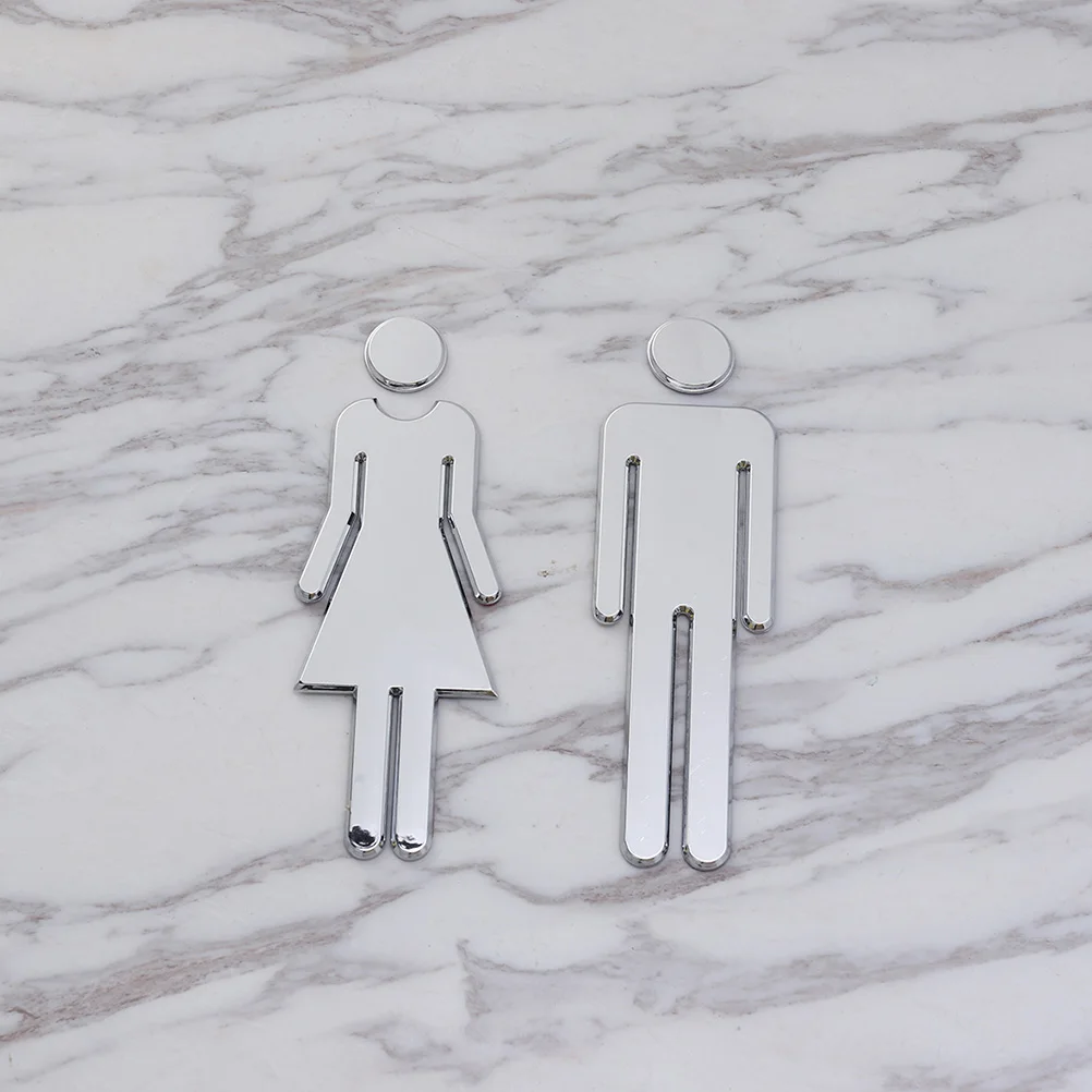 4 pcs Creative Toilet Sign Restroom Identification Plate Plastic Washroom Direction Sign For Home Hotel Public Toilet Lavatory