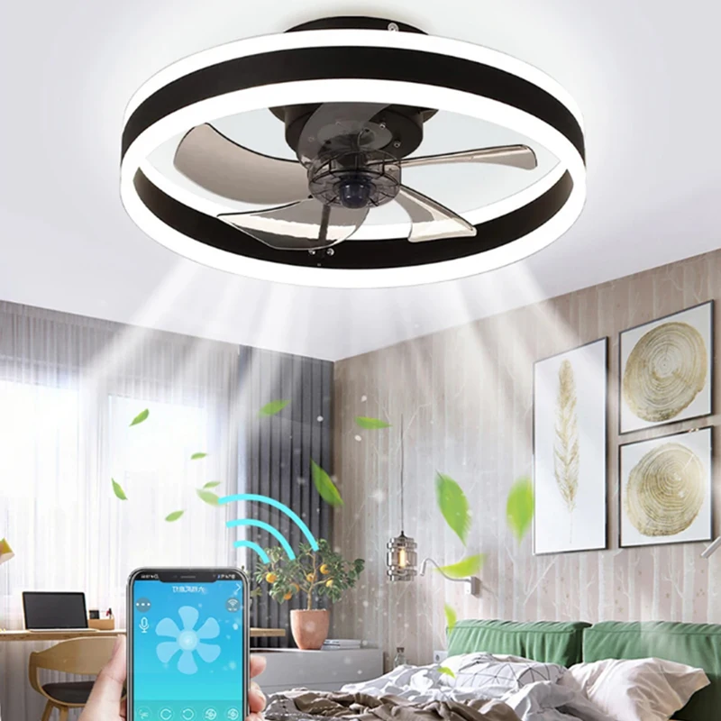 

Modern Smart LED Ceiling Fan Lights Silent Dimmable Ceiling Fan for Bedroom Dining Room Living room kitchen Circulator fan lamp