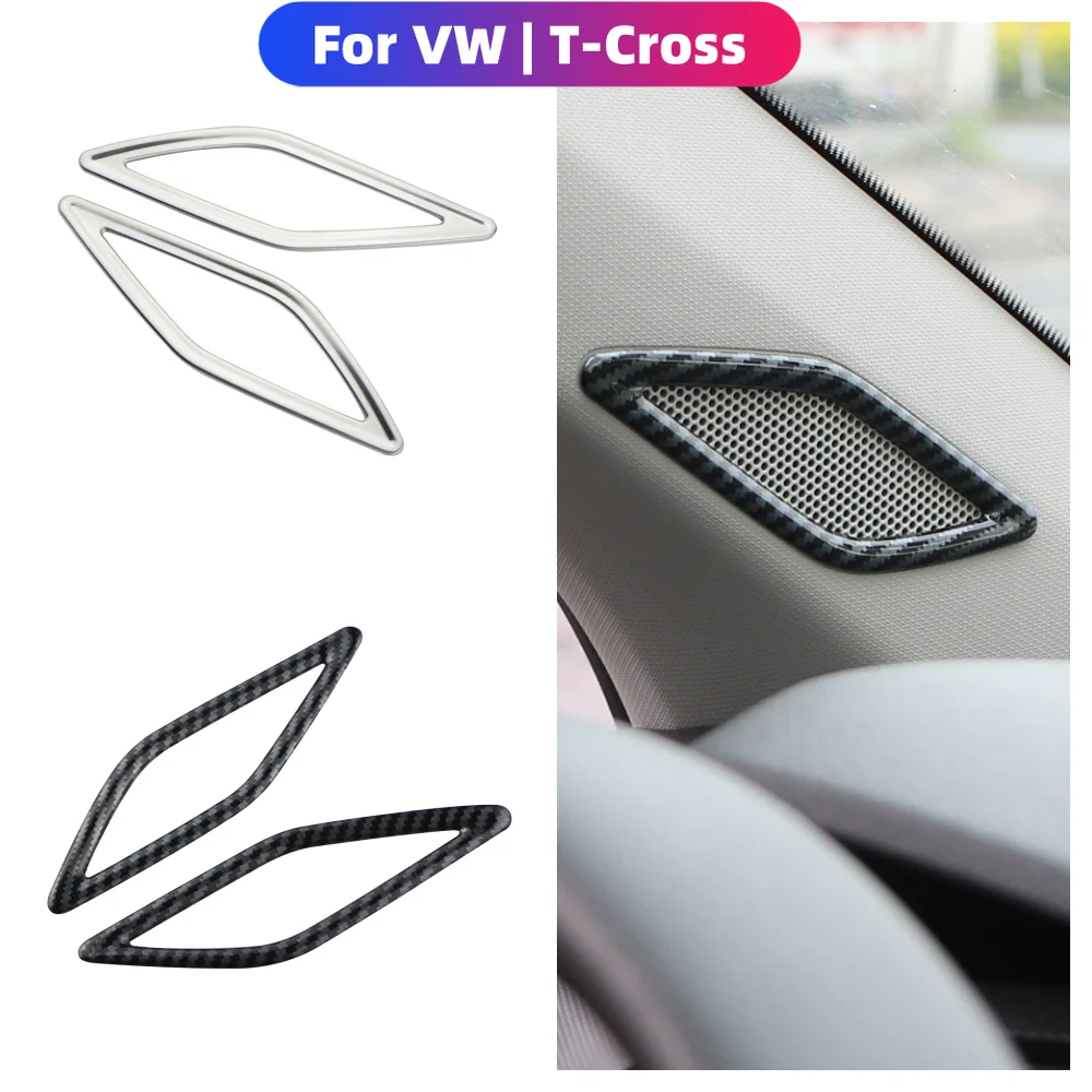 Cubierta de pilar para VW TCross T-CROSS 2018-2023, pegatina frontal de sonda de Audio, embellecedor, accesorios interiores de acero inoxidable