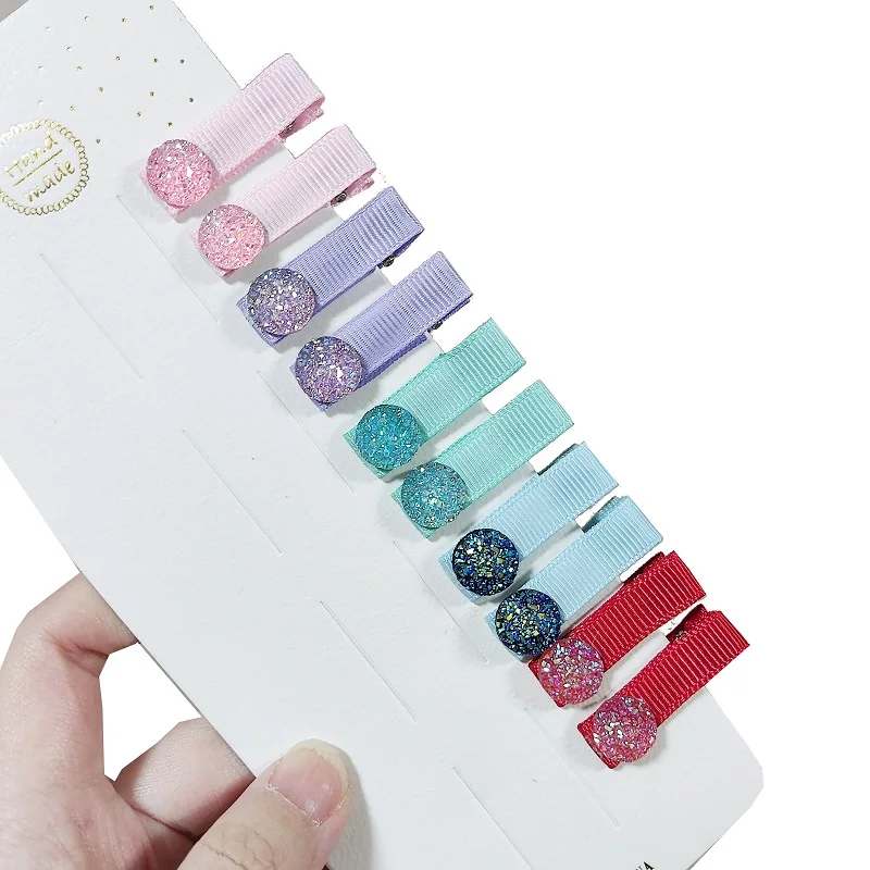 

10 шт., блестящие круглые заколки для волос со звездами, заколки-бабочки для девочек, блестящие заколки для волос в форме сердца, детские головные уборы