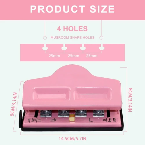 Imagen 2 del producto Perforadora para encuadernación de discos de setas, perforadora para encuadernación de discos de setas de 4 orificios, perforadora opaca