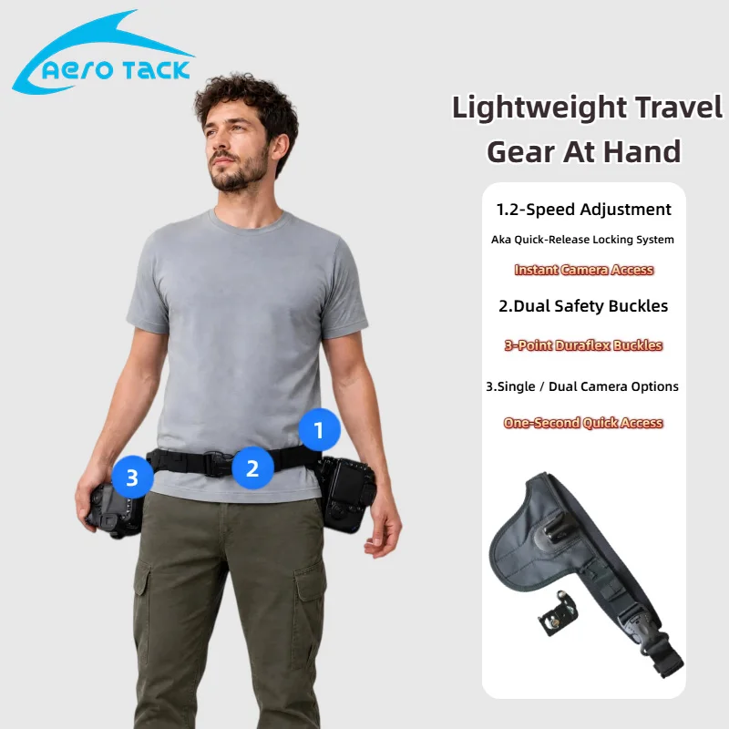 V2 Camera Waist Holster Quick Release Plate Belt Clip Aluminum Alloy Camera Holder for DSLR Mirrorless Photography Accessories