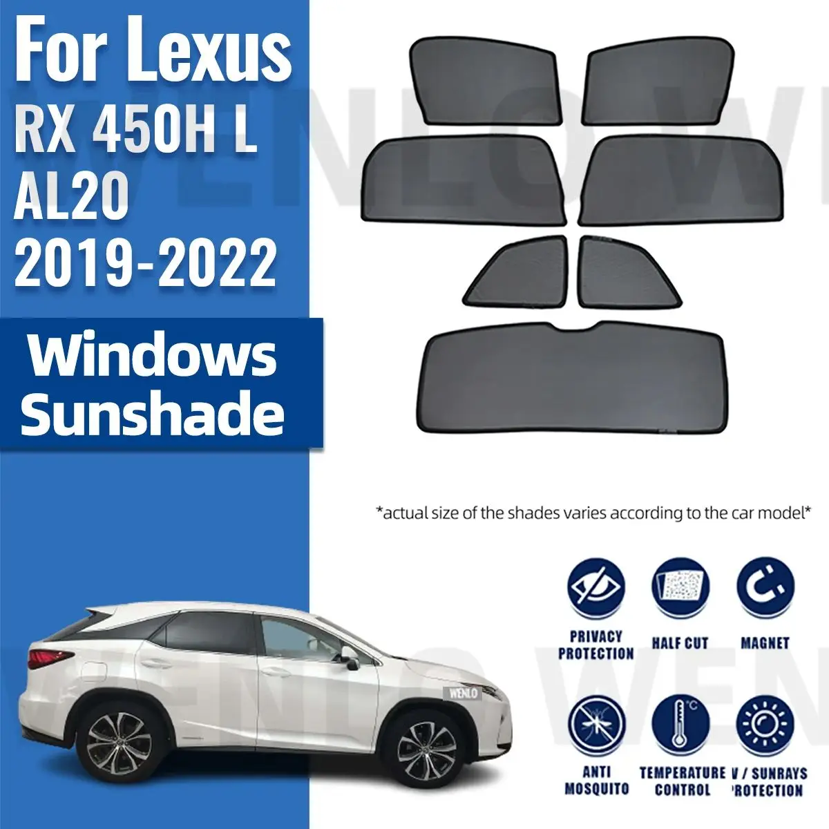 For Lexus RX 450H L AL20 2019 2020 2021 2022 Magnetic Car Sunshade Visor Front Rear Windshield Curtain Side Window Sun Shade