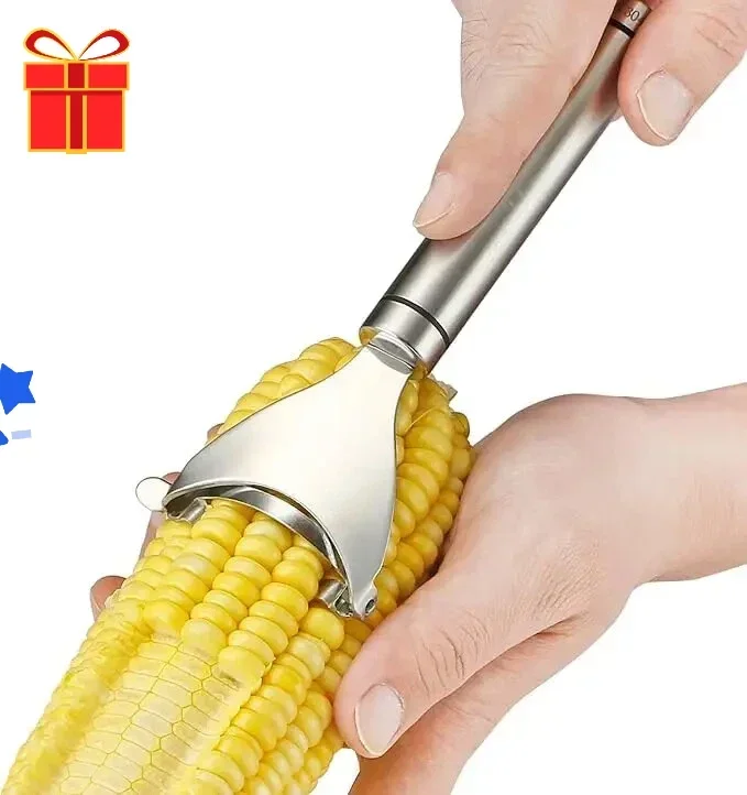 

Food-Grade Stainless Steel Corn Thresher 2-Piece 3-Second Quick Peel No-Dirty-Hands Multitool