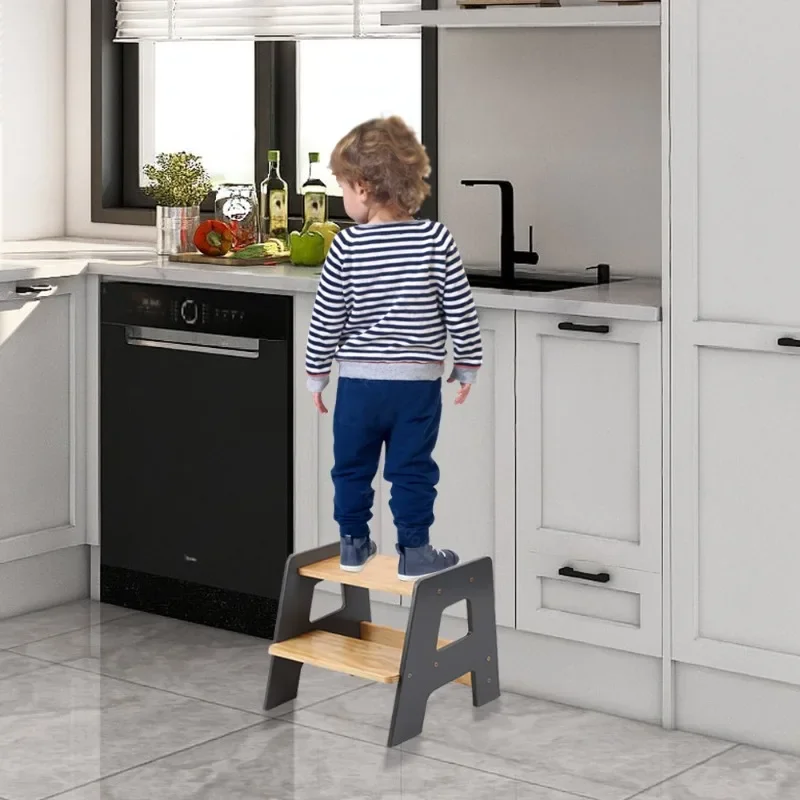 Children's Step Stool Household Two-Step Montessori Kitchen Stool Natural Step Stool Bathroom Step