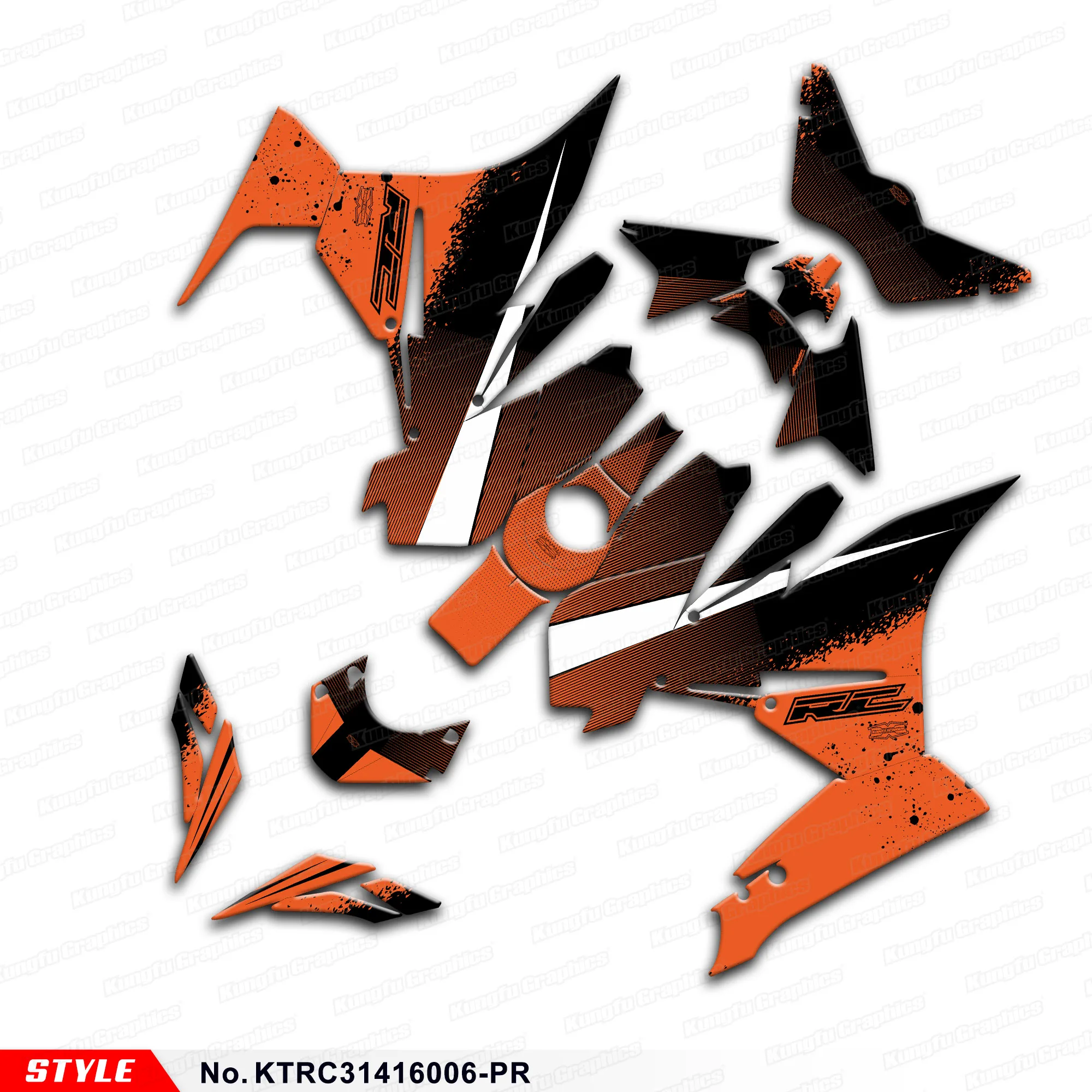 Aftermarket Graphics Adhesive Stickers for KTM RC 125 200 RC125 RC200 2014 2015 2016, KTRC31416006-PR