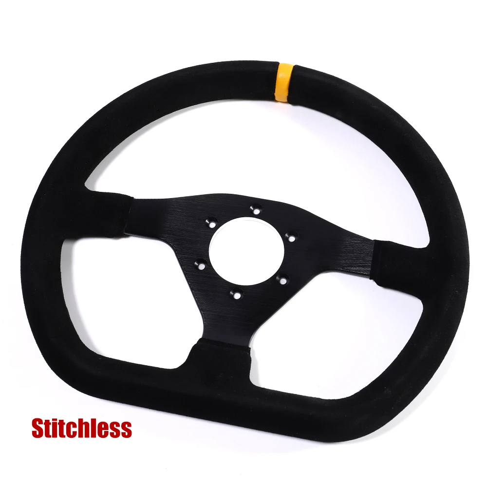 320mm Flat Steering Wheel Suede Frame Aluminum Racing Drift Pc Game Universal Steering Wheel Control