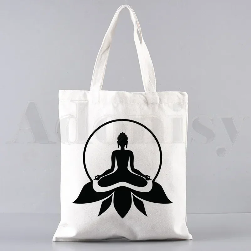 Retro Buddha Namaste Yoga Handbags Shoulder Bags Casual Shopping Girls Handbag Women Elegant Canvas Bag