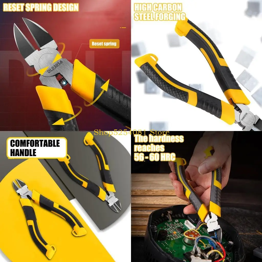 AXYC Industrial Wire Cutter Smooth Jaw Pliers With Soft Nonslip Handle Diagonal Plier Electrician Hand Tool