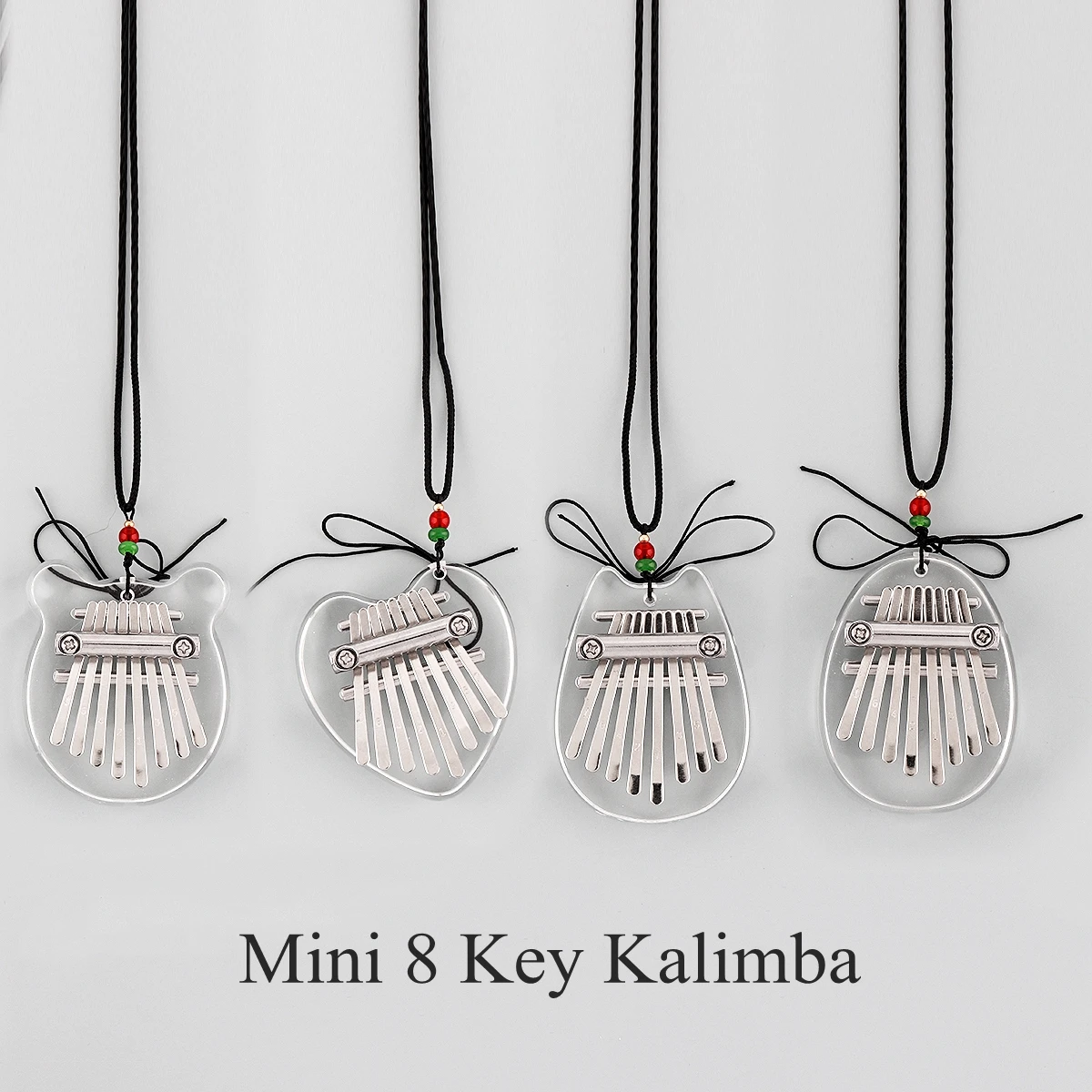 

8 Key Kalimba Mini Crystal Transparent Thumb Piano Bear Heart Cat Water Drop Shape Mbira Musical Instrument