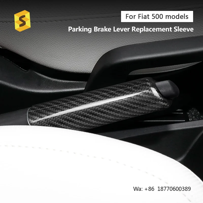 Shasha Carbon Fiber Parking Brake Lever Replacement Sleeve Accessories Decoration Protection for Fiat Abarth 500 595 695