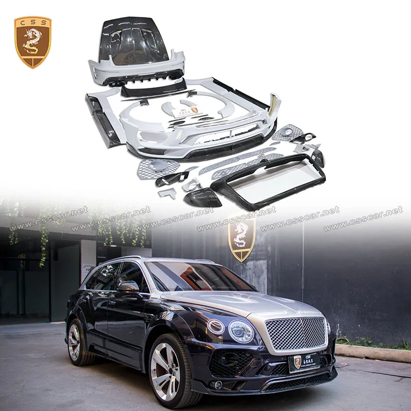 FRP With Carbon Fiber MSY Style Body Kit For Bentley Bentayga Front Hood Side Fender Muguard Splitter Diffuse Rear Diffuser Lip