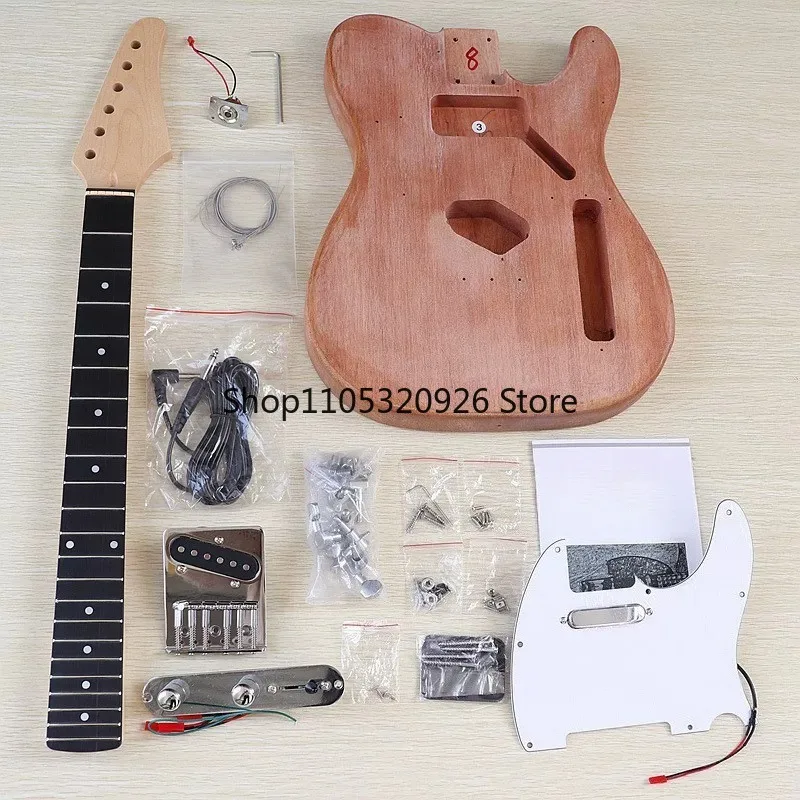 Unfinished DIY Electric Guitar Kit22 Frets 6 Strings with Premium Alder Body, Assembly Musical Instrument for Amateurs,Students