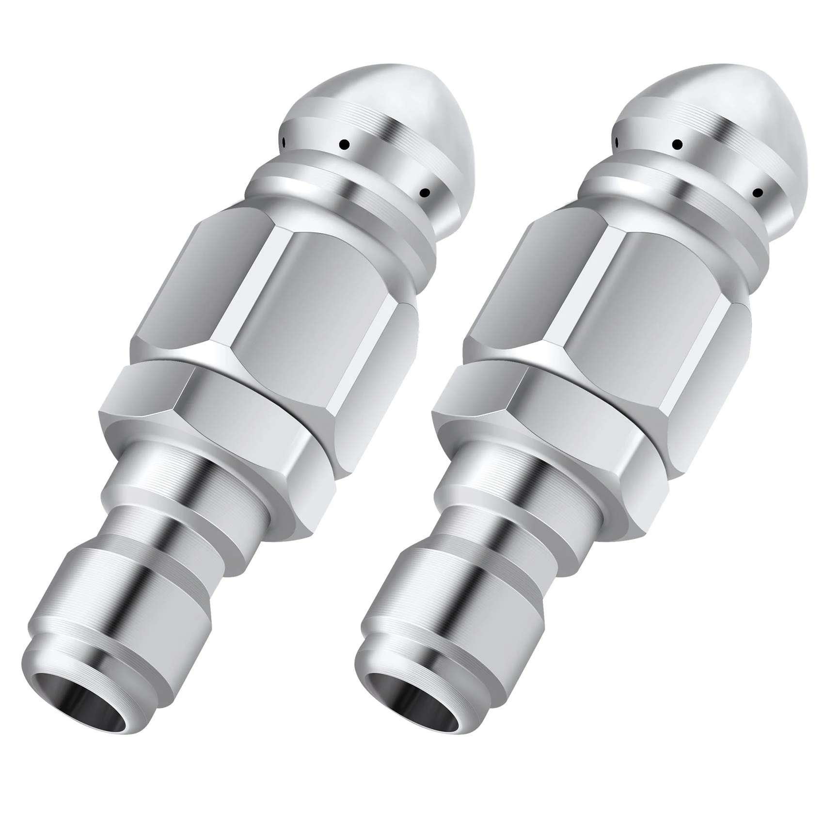 2 Packs Pressure Washer Sewer Jetter Nozzle 1/4inch Stainless Steel Sewer Tip for High-Pressure Drain Jetting Hose Tube