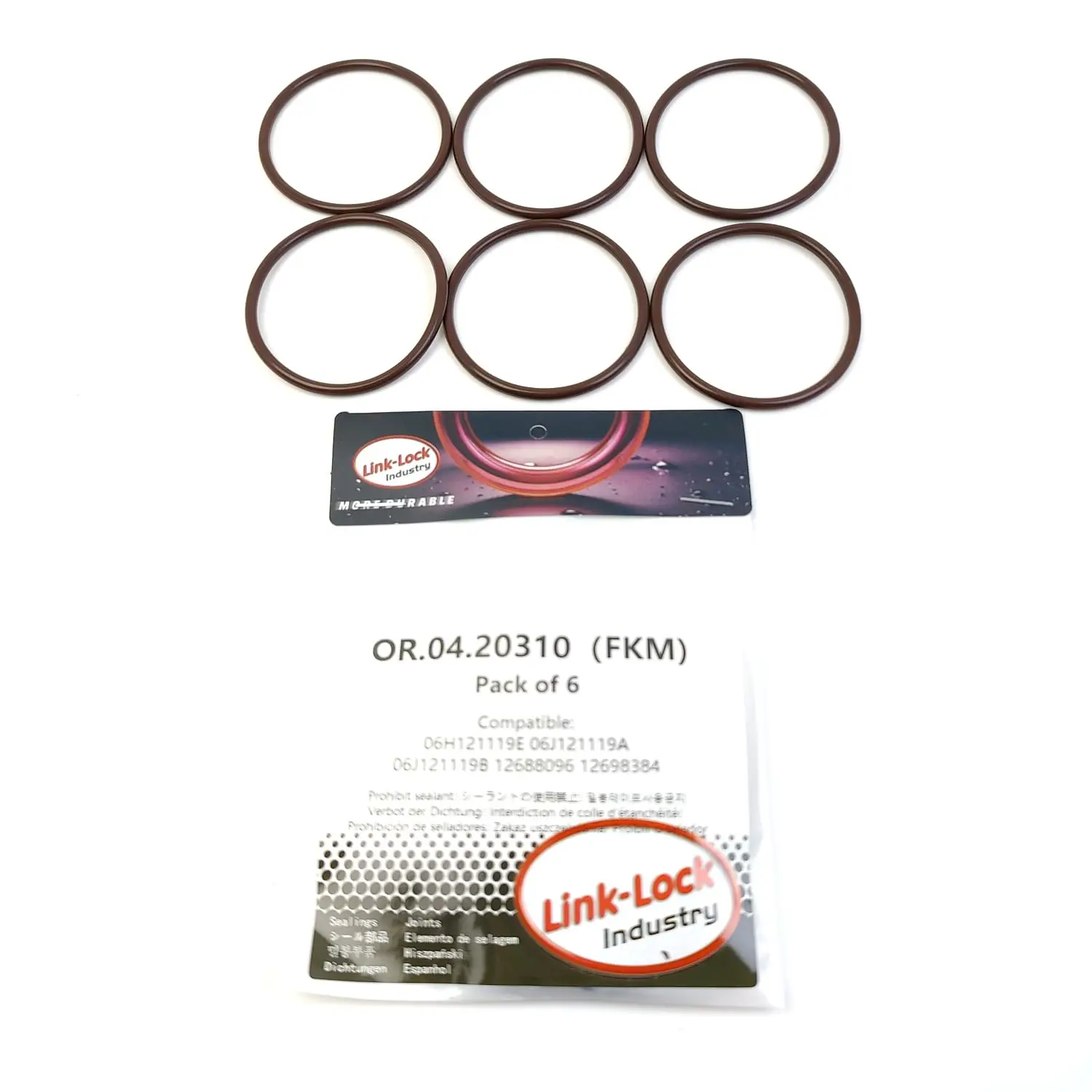 

LINK-LOCK 6PCS OR.04.20310 FKM Viton Sealing O-Ring Kit of Camshaft Adjustment 06H121119E 06J121119A 06J121119B 12688096 1269838