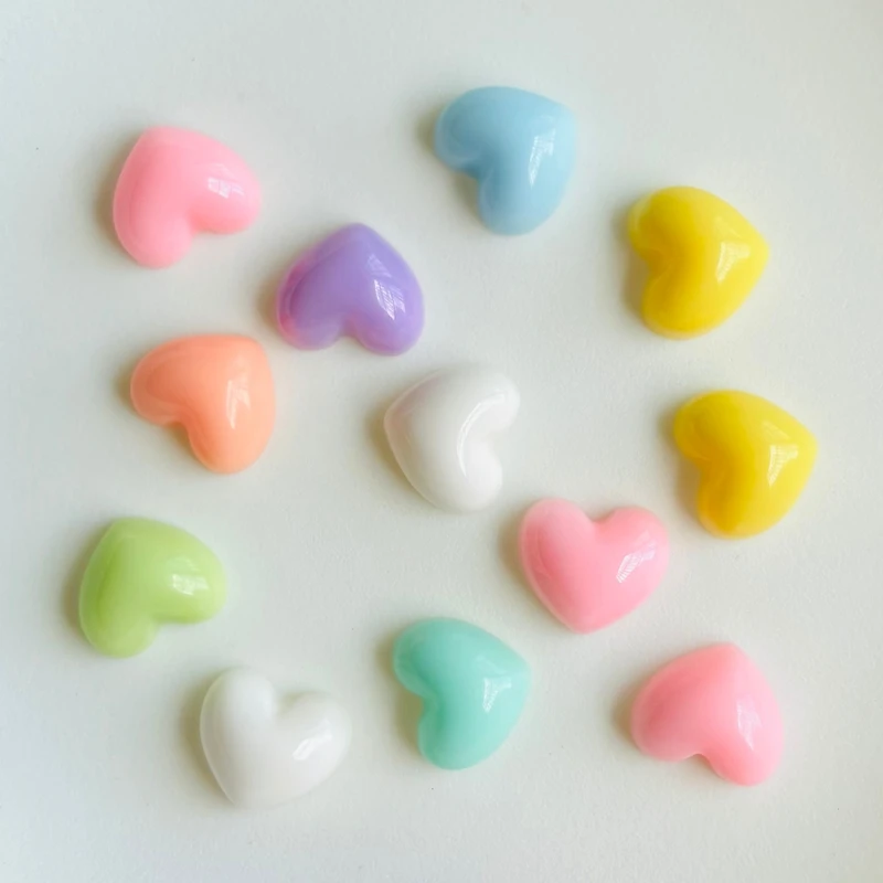 30 pieces of new cute mini colorful glossy heart-shaped flat back resin handmade DIY jewelry decoration accessories A153