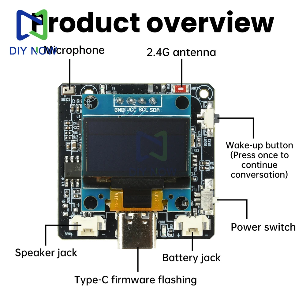 ESP32-C3 placa de desenvolvimento de tela de 0,96 polegadas módulo de voz conversa AI para Xiaozhi para Deepseek para modelos Doubao Qwen AI