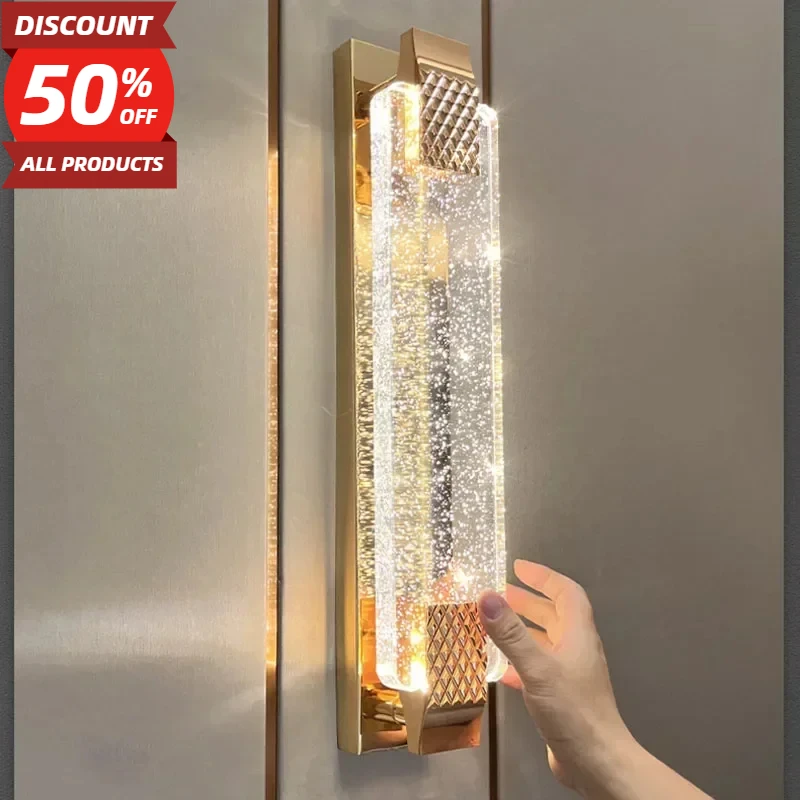 

Modern Gold Luxury Rectangular Bubble Wall Lamp for Living Room Bedroom Bedsides Background Decoration Indoor Light Fixtures