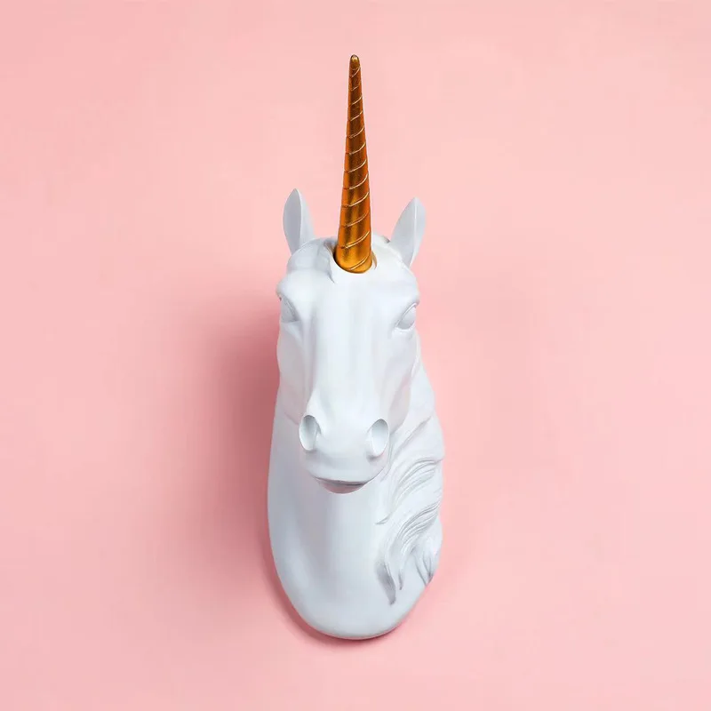 

Cross-Border Crafts Unicorn Horse Head Decoration Wall Hanging Nordic Style Creative Living Room Hallway Background Pendant