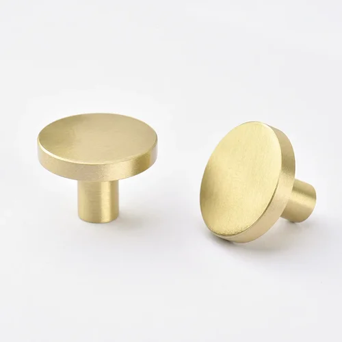 Imagen 2 del producto Pomos redondos de latón para cajones, manija de puerta de armario, perilla de Hardware de muebles de cocina antiguos