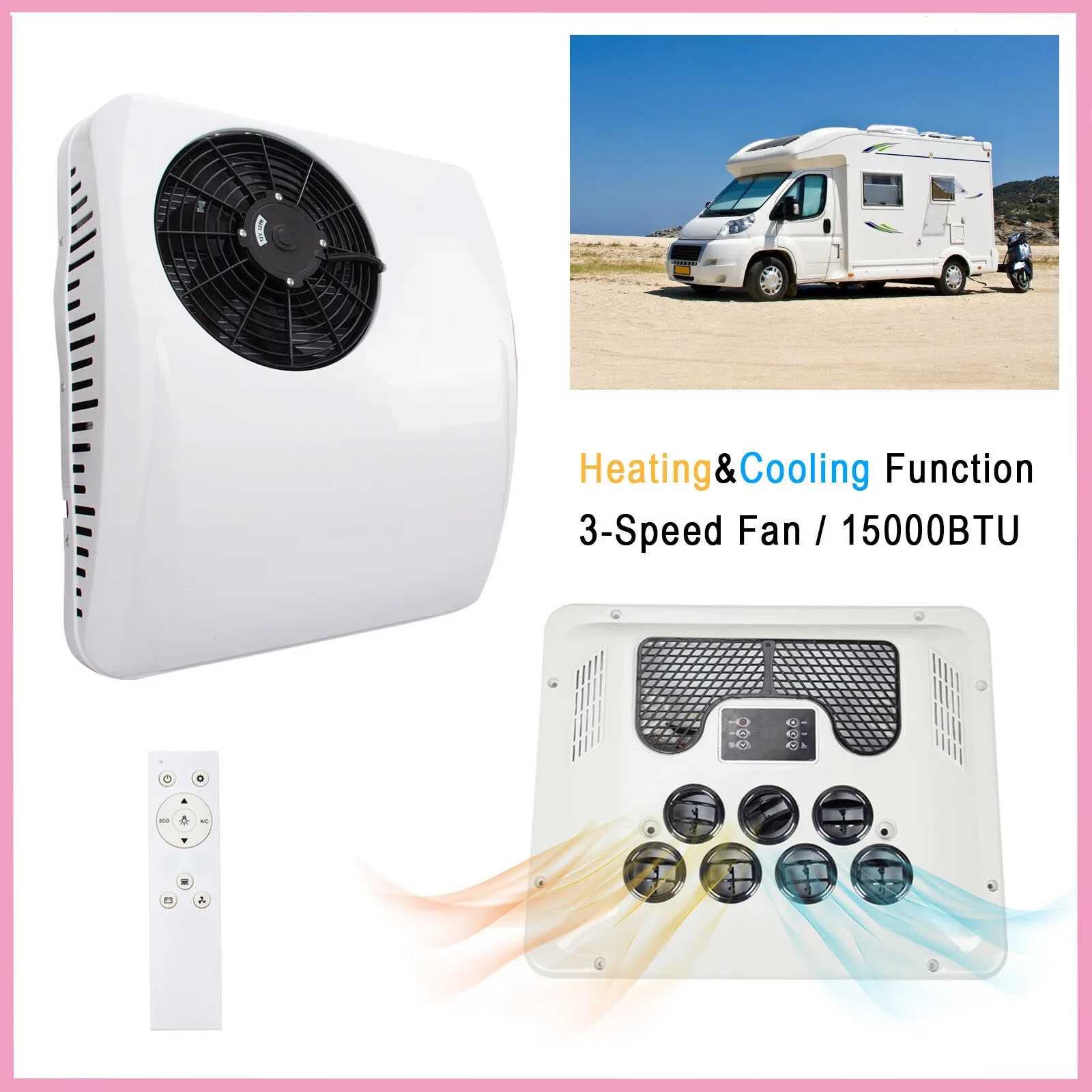 

12-вольтовый крышный кондиционер для автодомов, универсальный для караванов, грузовиков, лодок, 13500 BTU