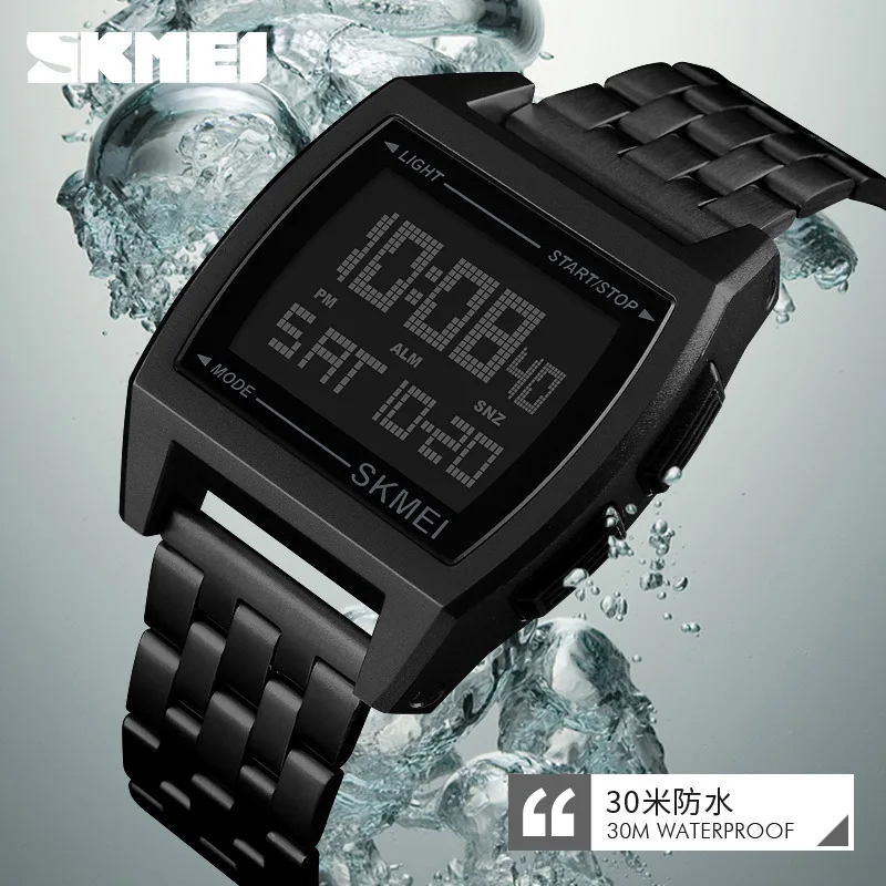 Skmei جديد مضيئة العد التنازلي ساعة رجال الأعمال متعددة الوظائف مقاوم للماء موضة الساخن بيع ساعة إلكترونية