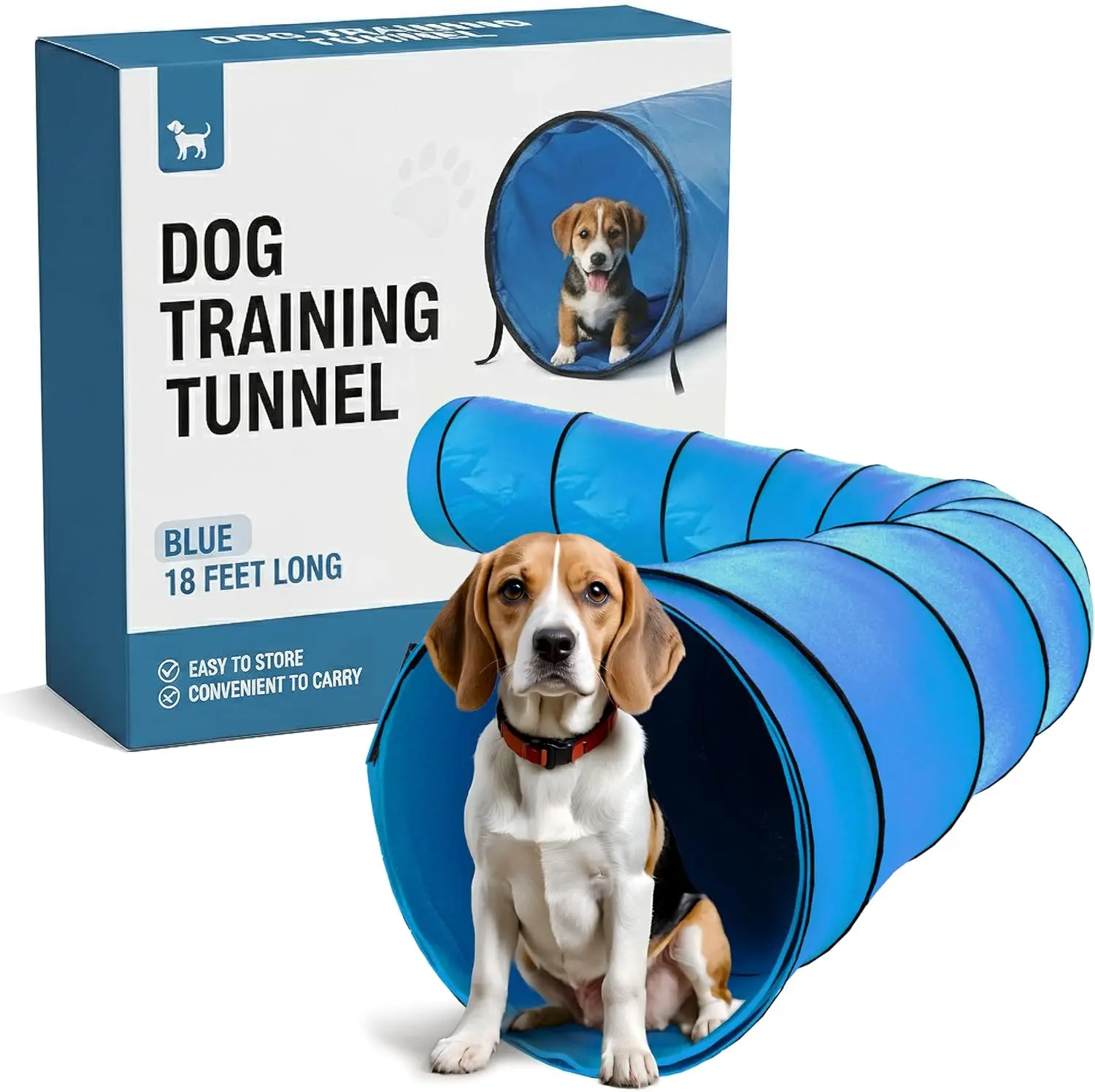 

Dog Agility Tunnel, Pop-Up Play Tube for Small to Large Dogs, Indoor/Outdoor Exercise Toy, Blue, 18 Feet