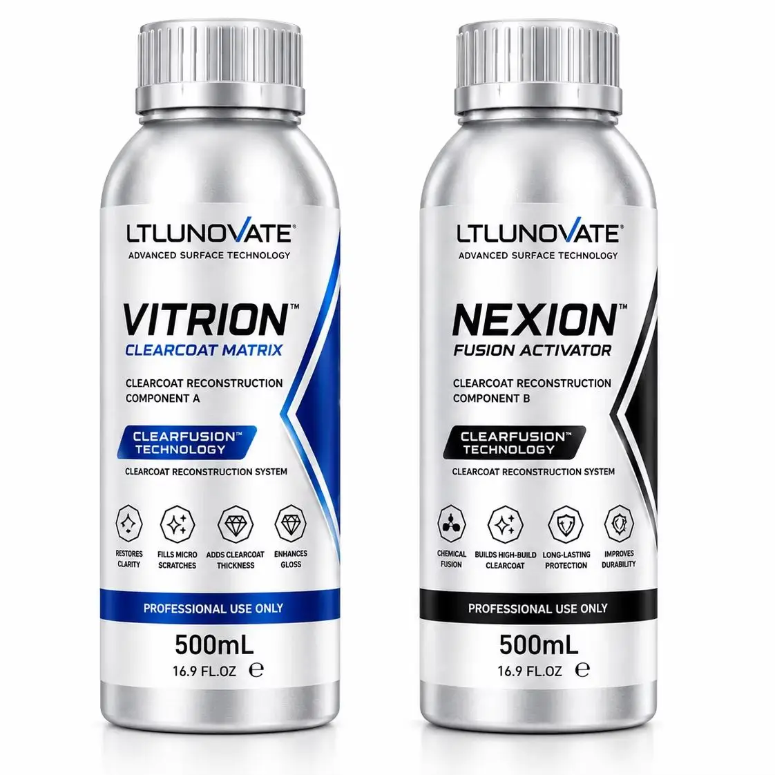 LTLUNOVATE 2K Clearcoat Kit 2 Bottles Car Paint Restoration High Gloss