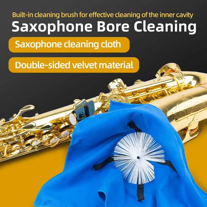 

Alto Tenor Saxophone Cleaning Cloth, Inner Bore Saliva Cloth, Maintenance Cleaning Brush with Built-In Brush Head, Universal Accessory