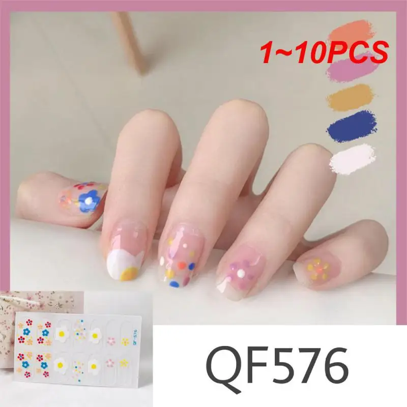 1~10PCS Semi Cured Gel Nails Art Stickers Fashion Solid Color Manicure Decal UV LED Lamp Gel Nail Decals Nail Sticker Decoration