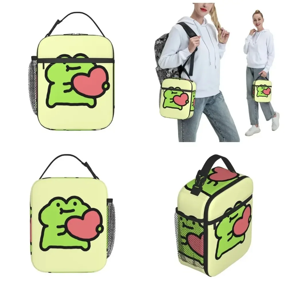 Cute Frog Love Merch Insulated Lunch Bag School Lunch Container Reusable All Season Thermal Cooler Bento Box