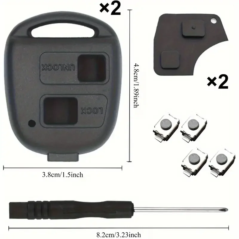 2 مجموعة سيارة مفتاح بعيد واقية لتويوتا يارس كورولا أفيس RAV4 كامري مفتاح واقية طقم تصليح اكسسوارات السيارات #4