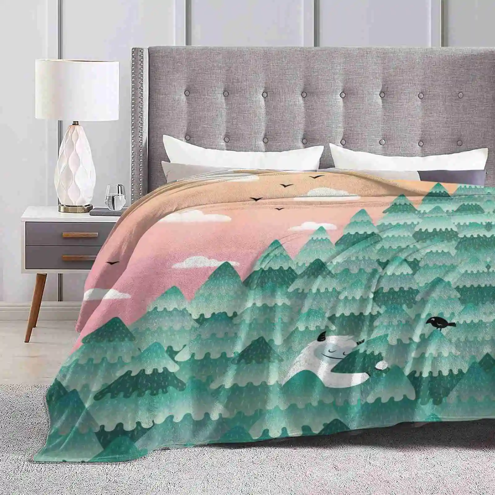 Tree Hugger ( Sunrise Version ) Latest Super Soft Warm Light Thin Blanket Monster Bigfoot Forest Woods Hug Love Sunrise Winter