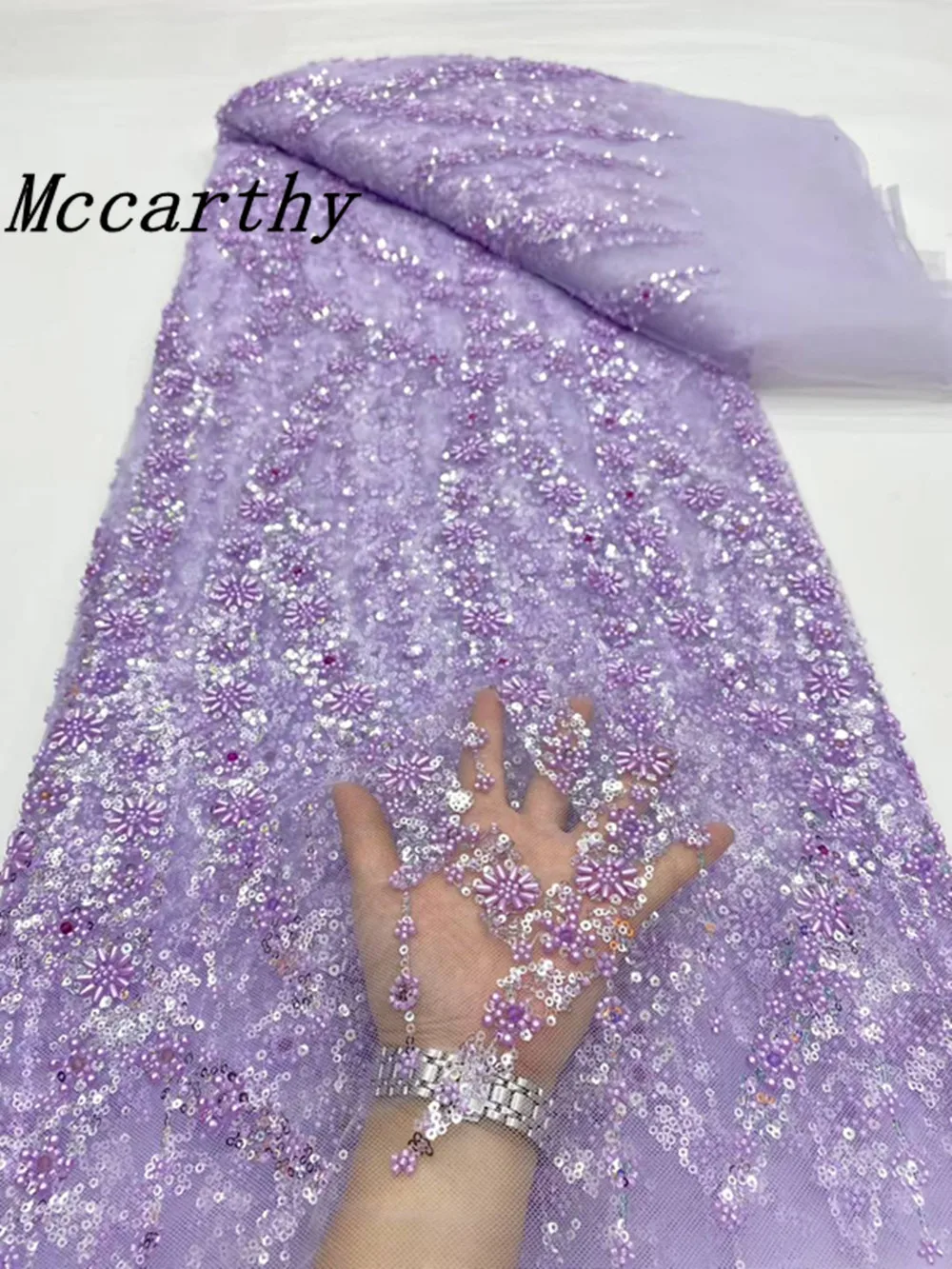 

Африканский французский тюль, кружевная ткань с бусинами для жениха, 5 ярдов, 2025 г., высокое качество, нигерийская кружевная ткань, африканская кружевная ткань для свадьбы