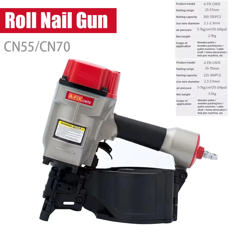 Coil Nailer CN50 CN70 Pallet Making For Roof Siding Board Wood Work Furniture Sheathing Tool Air Pneumatic Roll Nail Gun