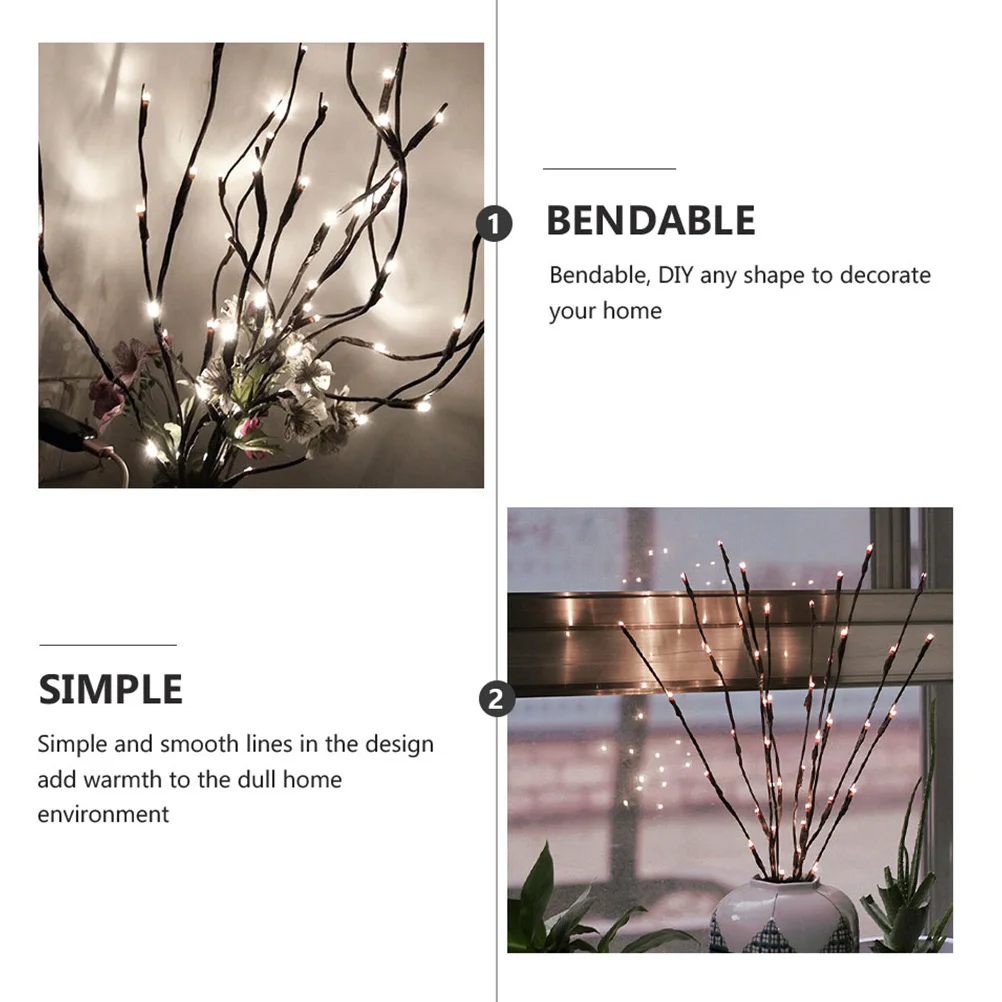 

3Pcs LED Branch Light Simulated Tree Branch Arrangement Metal Wire Home Bedroom Study Decor Home Lamp Decor