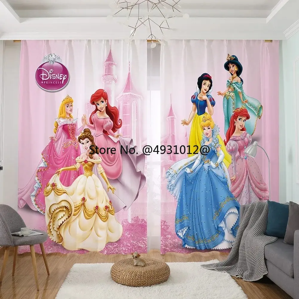 

Anime Cartoon Princess Belle Ariel Blackout Curtains for Kids Bedroom Shading Curtain Window Drapes Living Room Decor 160x184cm