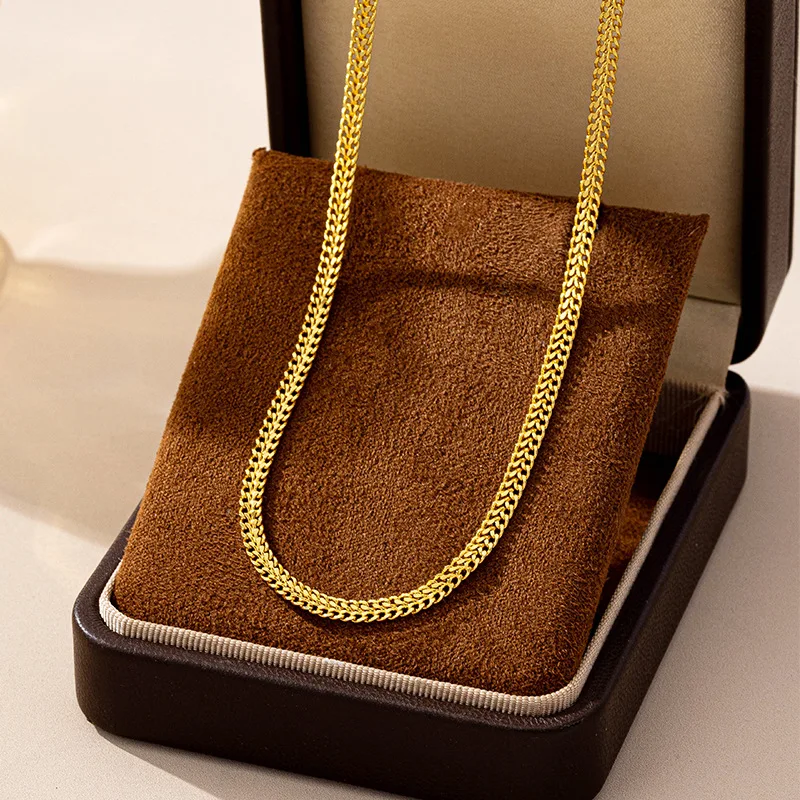 

Luxury 24K 9999 Pure Gold real gold Women's Hollow-out Twist Necklace