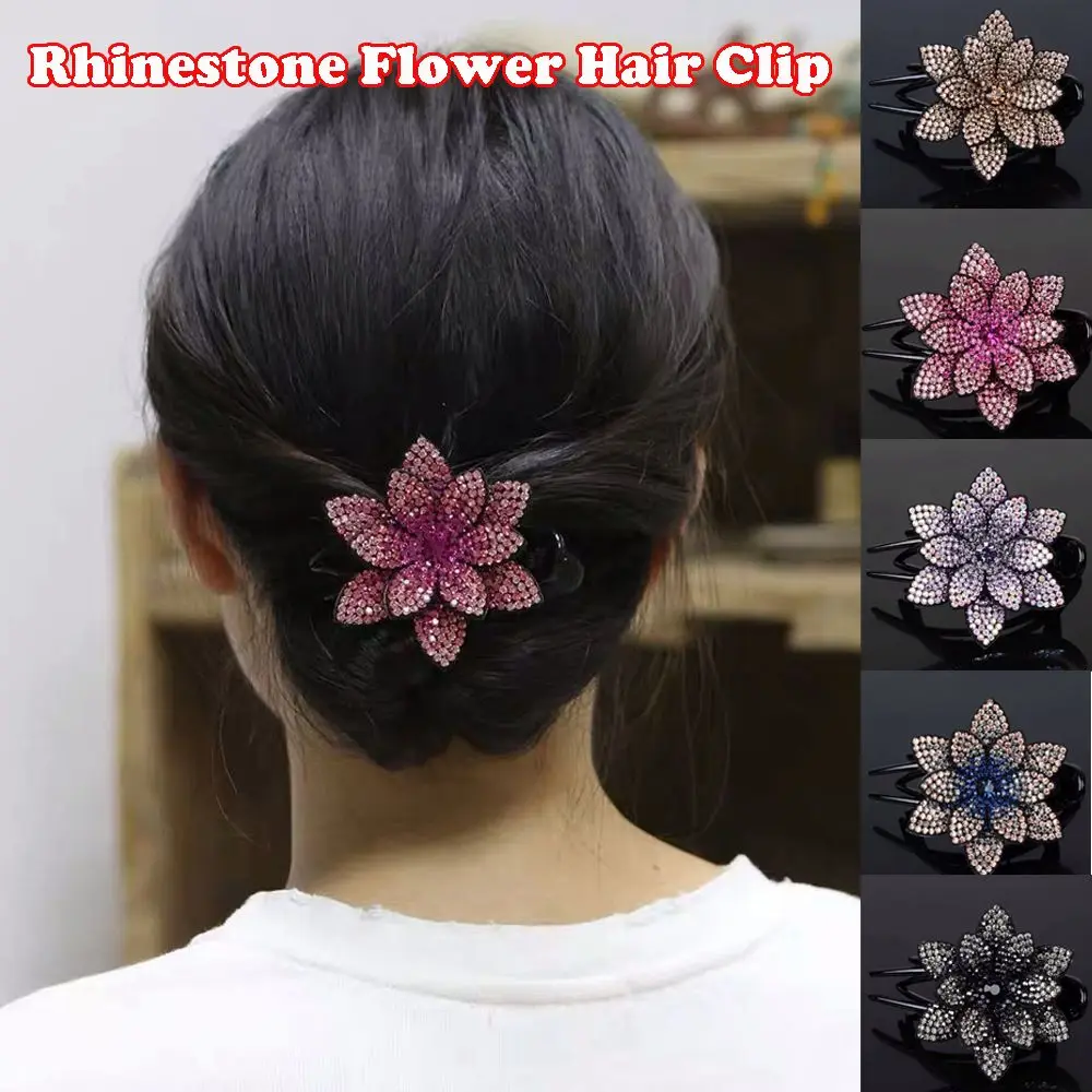 Shiny Crystal Styling Tools Hairclips Hairgrip Beauty Haircut Hairpin Flower Barrette Hair Dovetail Clip Rhinestone Hair Clip