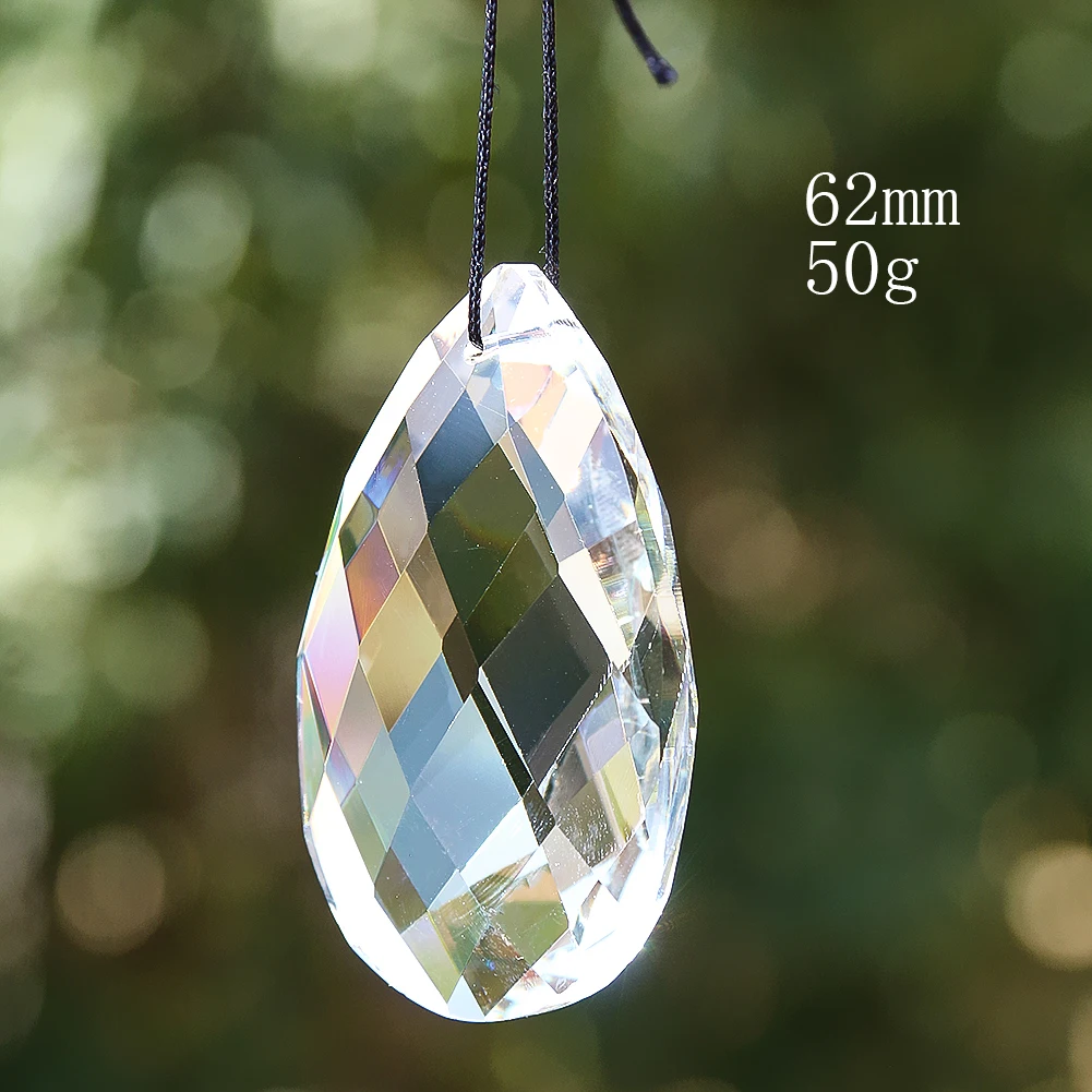 Muy Bien 63mm Clear Crystal Suncatcher Glass Faceted Prisms Chandelier Crystal Replacement Part Rainbow Shinning Hanging Pendant