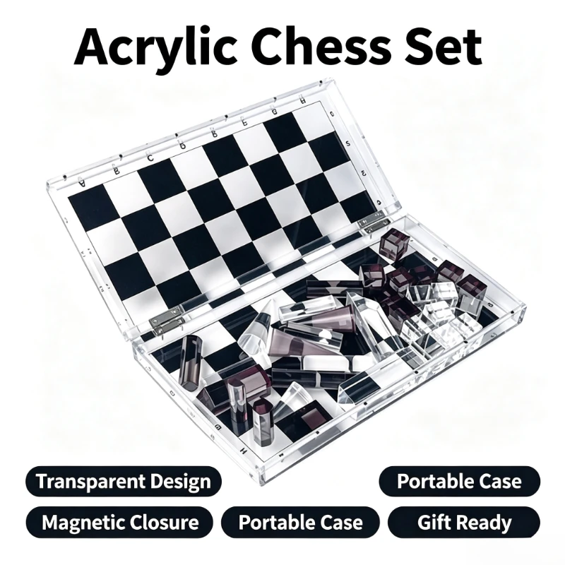 Acrylic Chess Transparent Wear-resistant Chess Board Plexiglass Light Luxury Table Game Chess Educational Toys