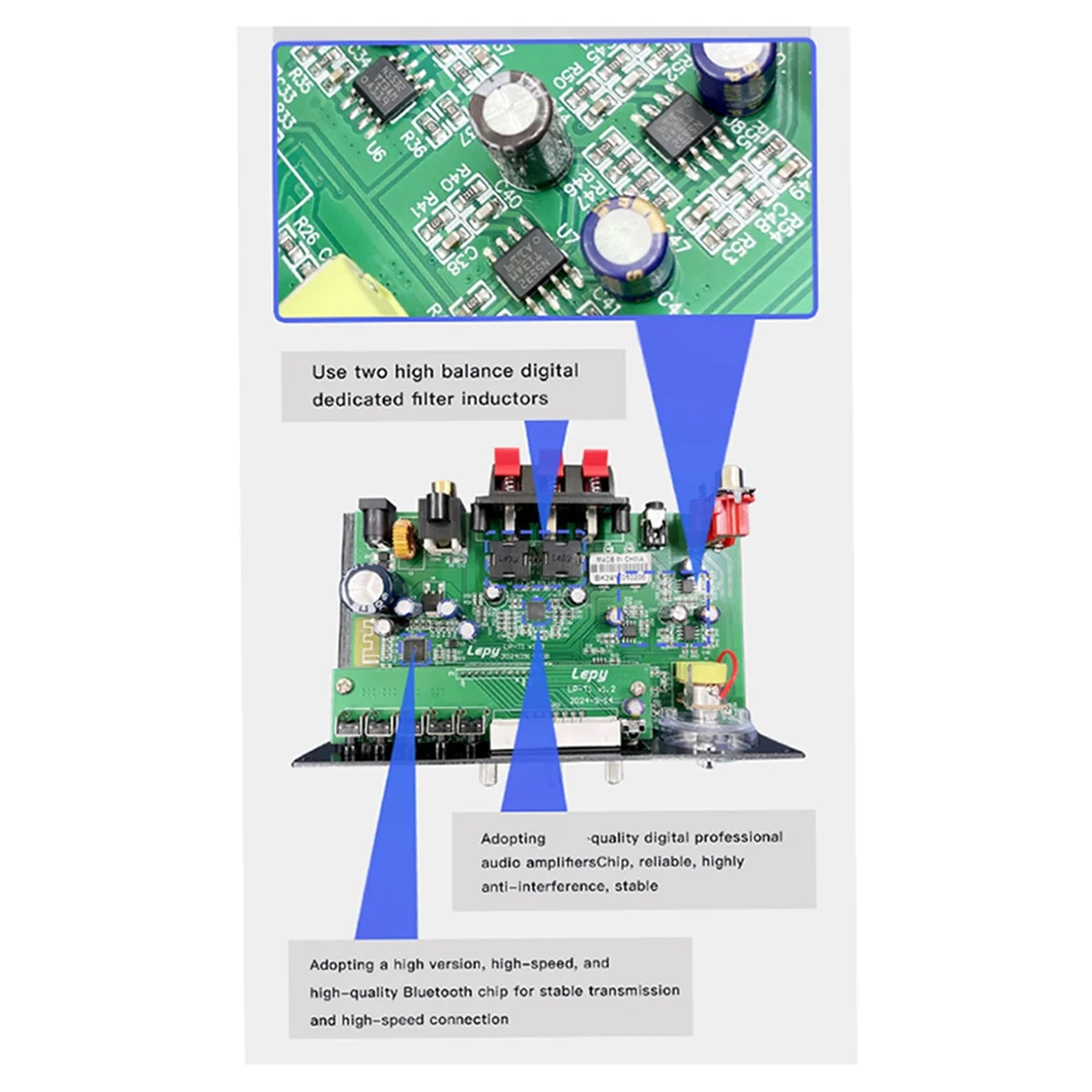 

Новый цифровой Hi-Fi Bluetooth-усилитель Lepy LP-T1, коаксиальный USB-диск, воспроизведение без потерь, мини-цифровой усилитель 30 Втx2 + 60 Вт, EU-PLUG