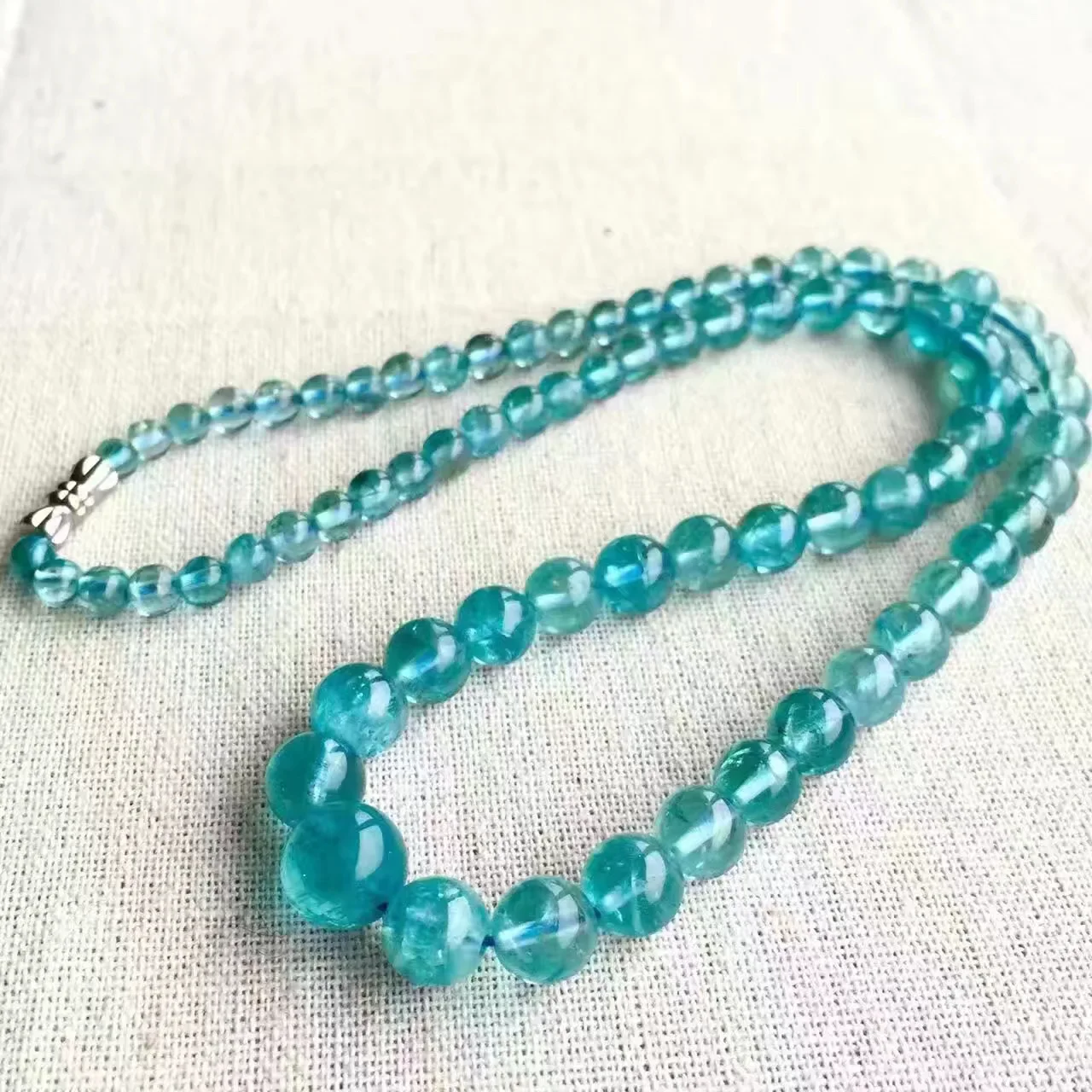 Natural Blue Apatite Clear Round Beads Necklace Pendant Jewelry 5-13mm Blue Green Apatite Gemstone Women Men AAAAAA