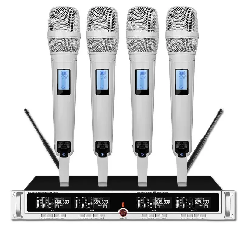 

CSL Лучший 4-канальный беспроводной микрофон Беспроводная 4 портативных гарнитуры и 1 приемник для караоке/пича/обучения