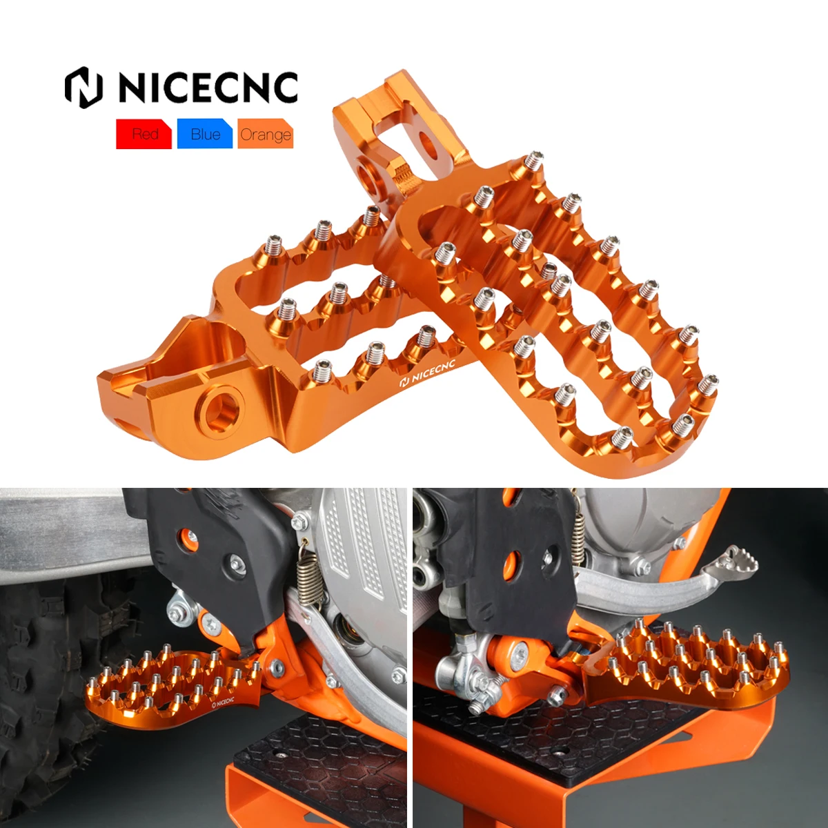 NiceCNC For KTM EXC 300 2017-2023 EXC EXC-F 125 250 300 350 400 450 500 Wide Foot Pegs Footrest Enlarged SX SXF XC XCF 2017-2022