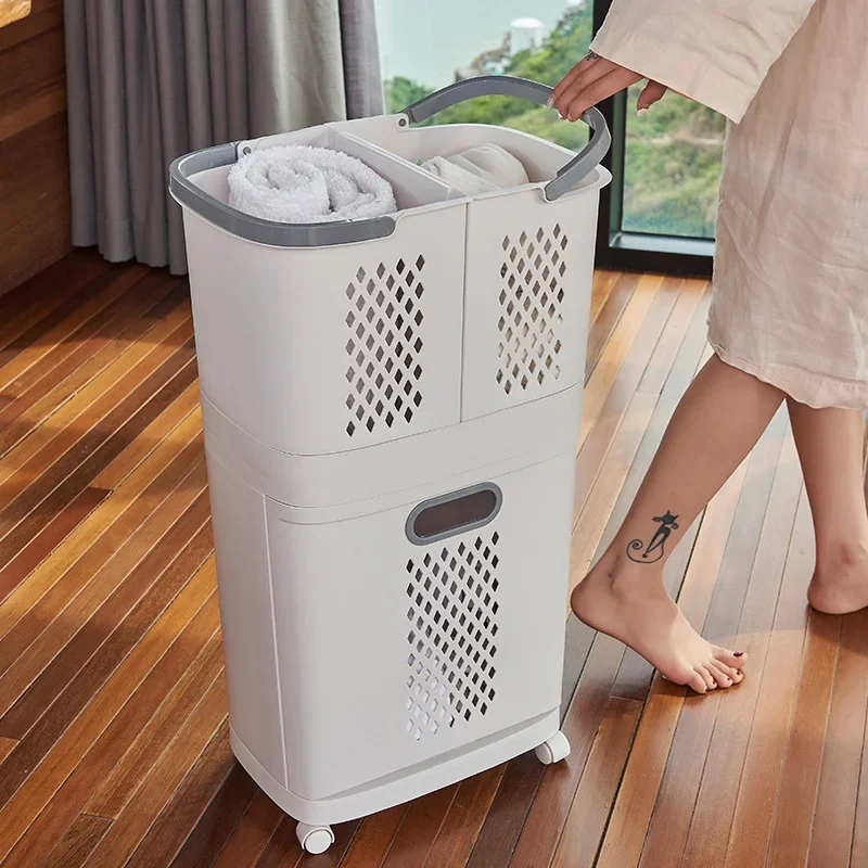 

Wholesale Dirty Clothes Basket Ins Clothes Storage Basket Household Classification Laundry Basket Bathroom Storage Shelf Layered