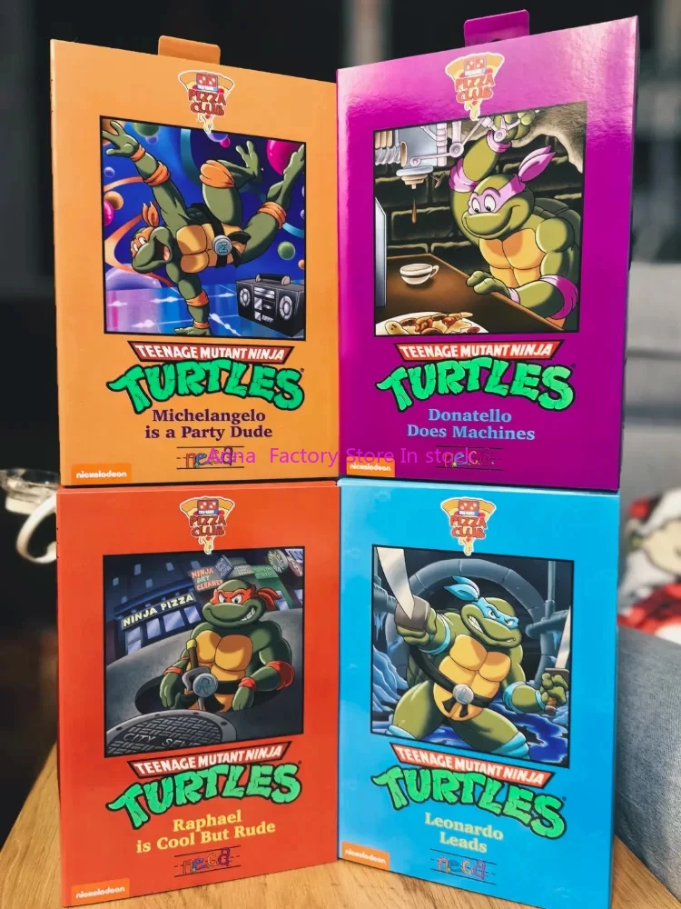 NECA Turtles Figures Pizza Club Leonardo Leads Tmnt Turtles SHF Ninja Anime Action Figure Model  Doll Statue Gifts Toys