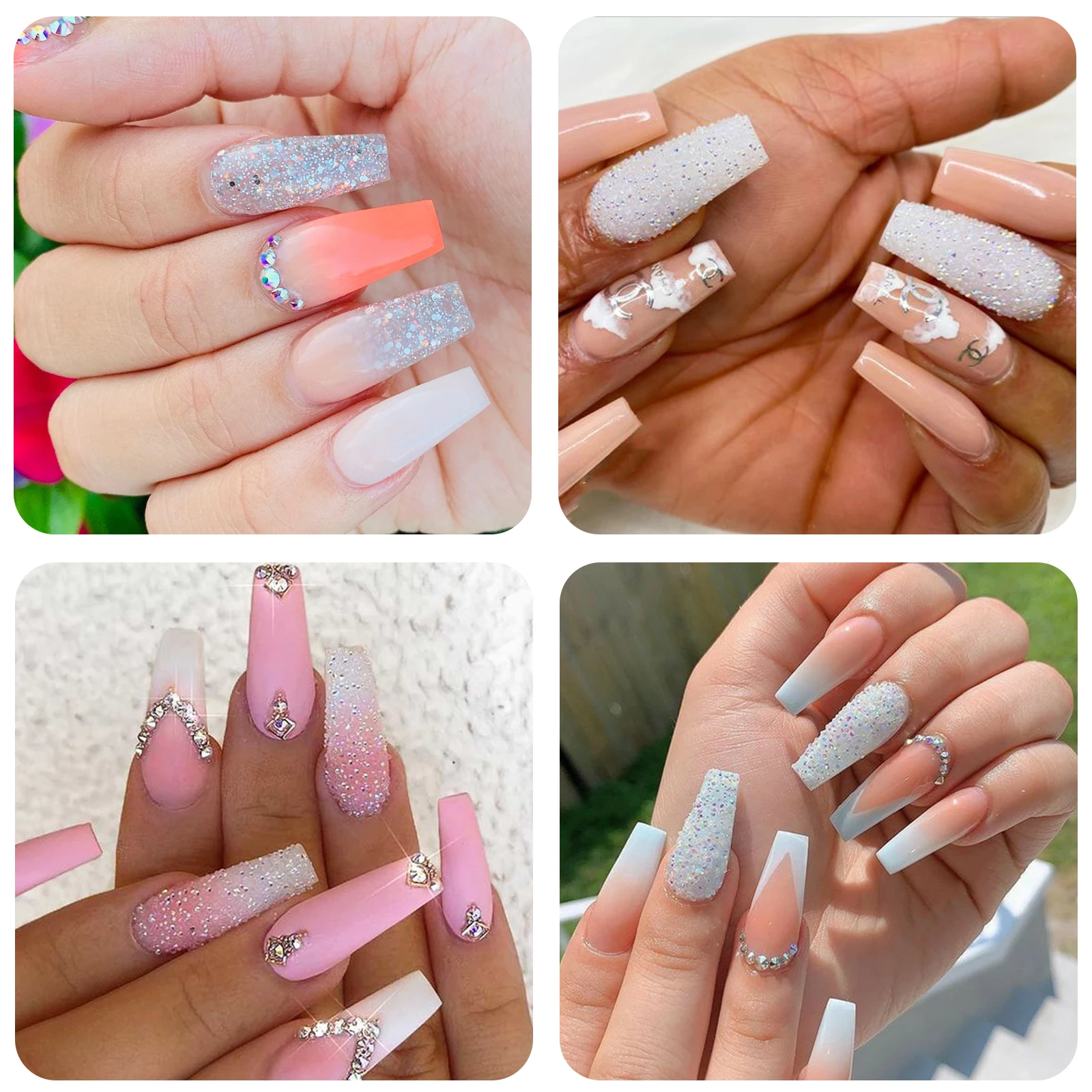 4 Bottle Micro Rhinestones Pixie Crystals Caviar Beads Clear ab Iridescent Rhinestone Shine-Charms Tiny Round Glass Bead for Nai