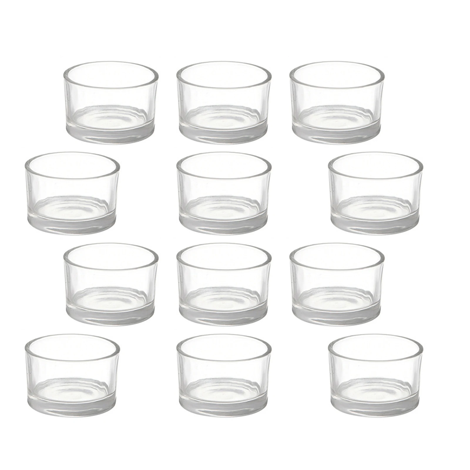 12 قطعة من أكواب Tealight الزجاجية الشفافة لديكور الزفاف، قطعة مركزية للطاولة، حامل شمع بمزاج رومانسي
